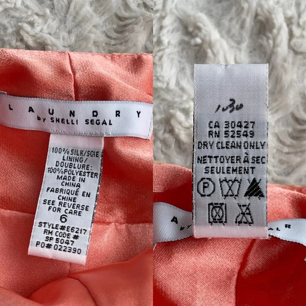 Laundry by Shelli Segal silk beaded halter‎ dress prom cocktail pastel peach 6 - Picture 4 of 15